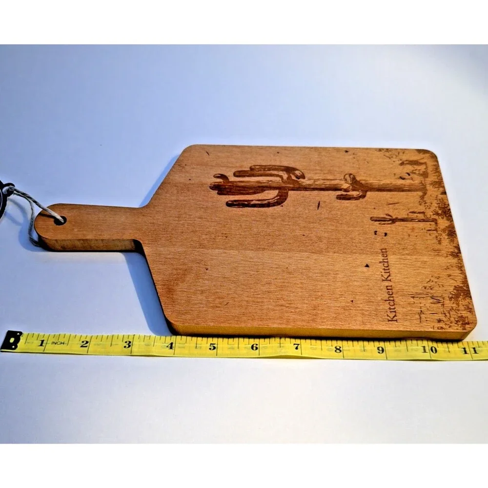 JK Adams Wooden Cutting Board Charcuterie Paddle Laser Engraved Cactus CA Custom